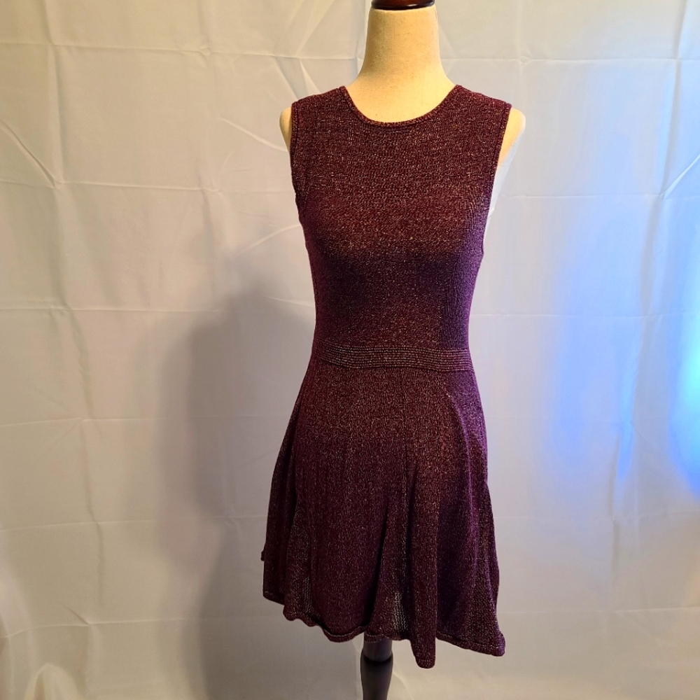 American Eagle Burgundy Metallic Knit Dress Small